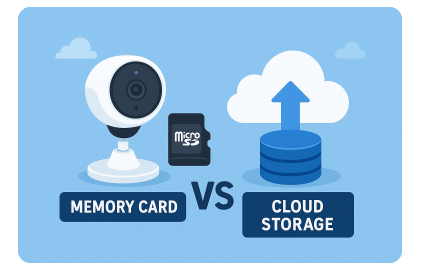 cinnado security camera instead of memory card showing cloud storage